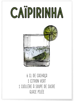 Affiche Cocktail Caïpirinha | A3 : 29,7x42cm