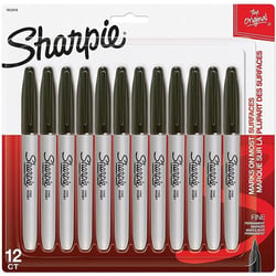 Lot de 12 marqueurs permanents - SHARPIE - Pointe fine - Noir