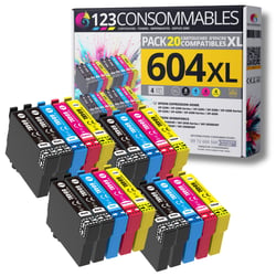 604XL - Pack 20 cartouches Epson 604 XL compatibles XP-2200 XP-3200 XP-4200 - 123CONSOMMABLES