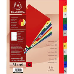 Intercalaires Polypro - 12 Positions - 1 À 12 - A4+ - Exacompta