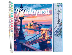 Peinture par Numéro Figured'Art - Affiche de voyage Budapest - Kit de Loisir Créatif DIY Numéro d'Art Complet - 40x50cm sans châssis en bois