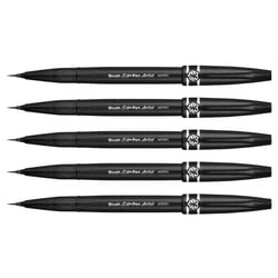 Lot de 5 stylos feutres pointe pinceau extra fine - Pentel - Noir
