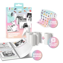 Kit Créatif Pixiprint - 3 Rouleaux Standards + 1 Rouleau Autocollant + Album - 300 Photos - MOB