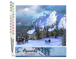Peinture par Numéro Figured'Art - Noël dans les Alpes - Kit de Loisir Créatif DIY Numéro d'Art Complet - 40x50cm sans châssis en bois