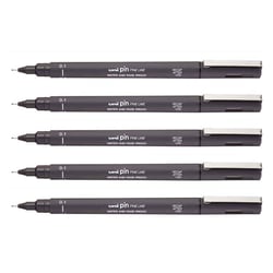 Lot de 5 feutres techniques UNI-BALL PIN 01200 GF pointe 0,1 mm gris foncé