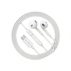 Mayaxess Écouteurs Filaires USB-C pour Galaxy A35 avec Microphone intégré Blanc