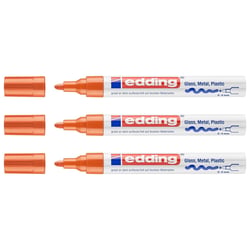 Lot de 3 marqueurs peinture permanente - EDDING - Pointe ronde 2-4 mm - Orange