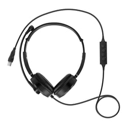 LinQ Casque Audio Filaires USB avec Microphone pour Ordinateur Noir