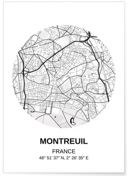 Affiche Carte Montreuil | A3 : 29,7x42cm