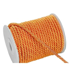 4 mètres de cordon, cordelette unie tressée décoration, scrapbooking couture 4 mm ORANGE
