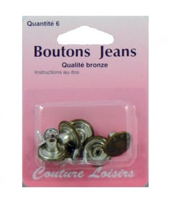 Boutons jeans couleur bronze X 6 - Distrifil Bz Marron