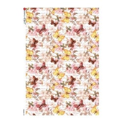1 feuille de papier de riz 22.5 x 32 cm découpage collage Paper Designs FLEUR PAPILLON 0206