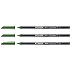 Lot de 3 feutres de coloriage pointe fine - EDDING - 1200 vert olive - 1 mm
