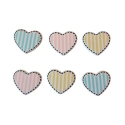 6 boutons fantaisies scrapbooking décoration couture COEUR RAYE