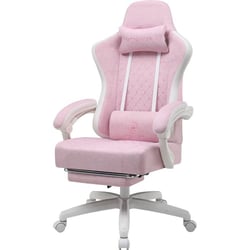 Chaise de gaming ergonomique GTPLAYER - Tissu - Blanc rose - 50 x 54 x 135 cm