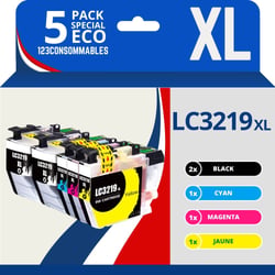 123CONSOMMABLES - LC3219XL Cartouches encre compatible avec Brother LC3219XL LC3219 LC3217 pour Brother MFC-J5330DW J5730DW J6930DW J5930DW J6530DW J6935DW (2 Noir / 1 Cyan / 1 Magenta / 1 Jaune) - 123CONSOMMABLES