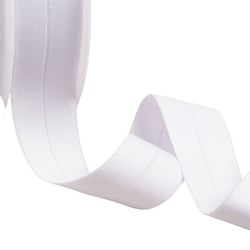 Elastique gros grain pré plié 30mm blanc au mètre