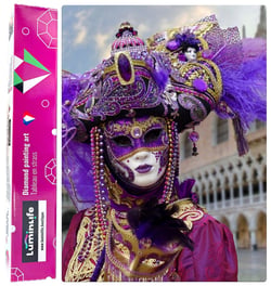 Diamond Painting Broderie Diamant LUMINLIFE 70x50cm, 5D, diamants ronds - Carnaval de Venise