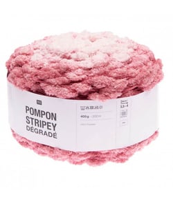 Fil à tricoter Pompon Stripey Dégradé 400GR - Rico Design 002 Rose