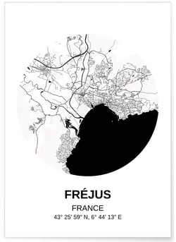Affiche Carte Fréjus | A3 : 29,7x42cm