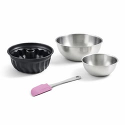 Set de 4 ustensiles de pâtisserie moule à gâteaux 2 bols et spatule Black mettallic Black mettallic Zenker  Black mettallic