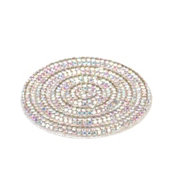 Motif cercles perles thermocollant 60mm argent