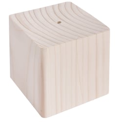 Socle en bois, 8x8x8cm,av.trou ø5,5mm, prof.2,5cm