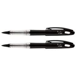 Lot de 2 Feutres plume PENTEL Tradio TRJ94A - Encre noire - Pointe plastique - Corps vernis noir