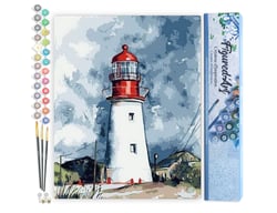 Peinture par Numéro Figured'Art - Phare sous un Ciel chargé - Kit de Loisir Créatif DIY Numéro d'Art Complet - 40x50cm sans châssis en bois