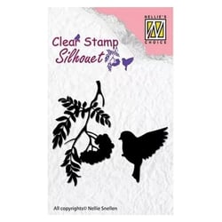 Tampon transparent scrapbooking Nellie's choice OISEAU BRANCHE 029