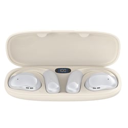 Ecouteurs Bluetooth Sans Fil Avec Affichage LED Et Longue Autonomie Beige 2 YONIS
