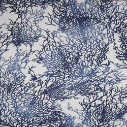 Tissu Toile Savoie enduit bleu indigo Calédonie sur fond Blanc - Au mètre