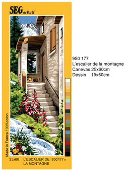 Canevas antique L'escalier de la montagne 25x60cm