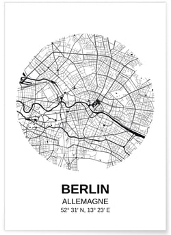 Poster Carte Berlin | A3 : 29,7x42cm