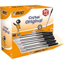 Pack de 100 stylos bille BIC - Cristal Original - Noir - Pointe ronde