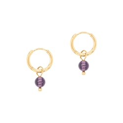 Boucles d'oreilles créoles Serena en pierres Améthyste - Sloya