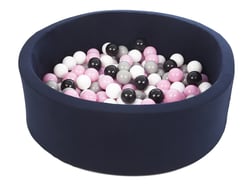 Piscine à balles Aire de jeu + 150 balles bleu marine noir, blanc, rose clair,gris - Velinda