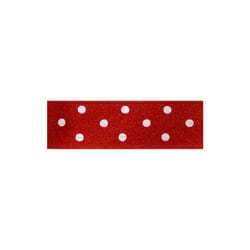 Disquette 25m ruban double face à pois rouge 15mm