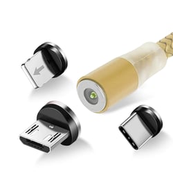 Avizar Câble USB vers Lightning, USB-C et Micro-USB Charge 2.4A 1m Dorée