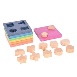 Empileur de formes en bois arc - en - ciel - Tickit - Jaune