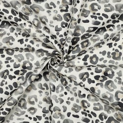 Tissu Déperlant impression digital léopard brumeux sur fond Blanc cassé