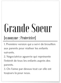 Affiche Définition Grande soeur | A3 : 29,7x42cm
