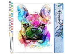 Peinture par Numéro Figured'Art - Joli Chien en Couleurs - Kit de Loisir Créatif DIY Numéro d'Art Complet - 40x50cm sans châssis en bois