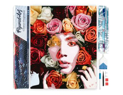 Diamond Painting Broderie Diamant Figured’Art 40x50cm toile entière roulée avec diamants carrés - Visage de roses