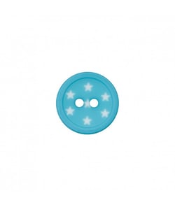 Carte de 3 boutons étoiles polyester 2 trous 12mm - Prym Turquoise Bleu