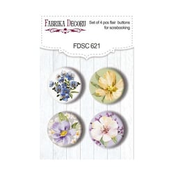 4 badges métal décoration embelissment scrapbooking Fabrika Décoru FLORAL SENTIMENTS 621
