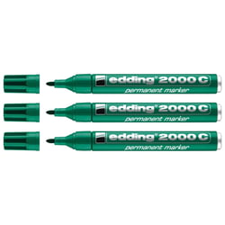 Lot de 3 marqueurs permanents - EDDING - Pointe ronde 1,5-3 mm - Vert - Corps aluminium