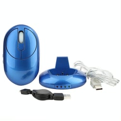 Souris Optique Sans Fil Rechargeable Avec HUB USB Et Dock De Chargement Argentée Bleu YONIS