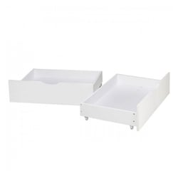 2 tiroirs de Rangement blanc à roulettes pour lit gigogne - HomeStyle4U