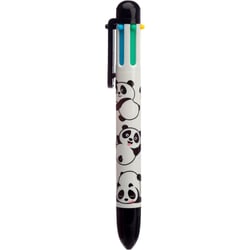 Stylo à bille - 5 couleurs - Pointe moyenne - Panda rigolo - Pour l'école
